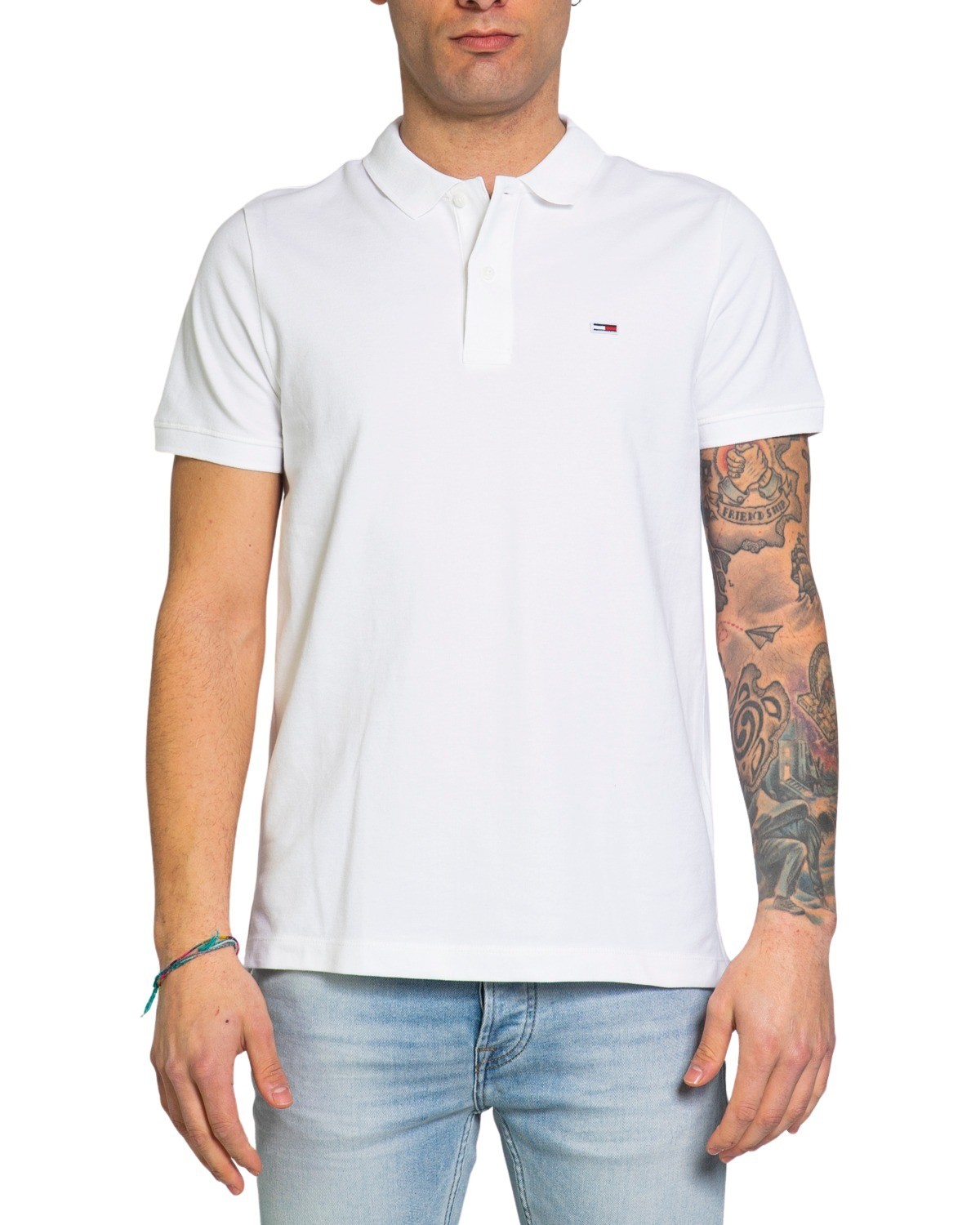 polo uomo TOMMY HILFIGER JEANS bianco GM123 - ZOOODE.COM