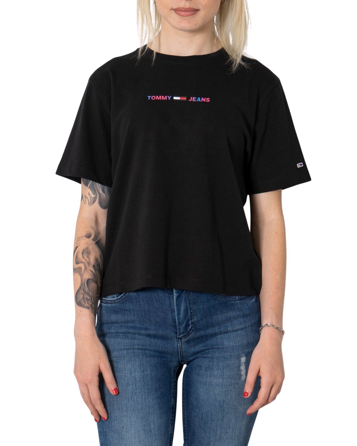t-shirt donna TOMMY HILFIGER JEANS nero GD421 - ZOOODE.COM