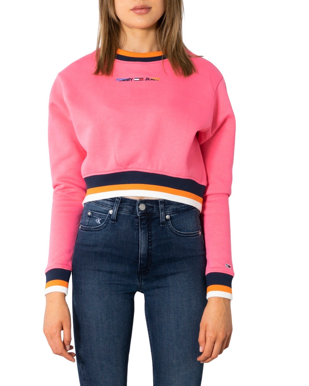 felpa donna TOMMY HILFIGER JEANS rosa GD168 - ZOOODE.COM
