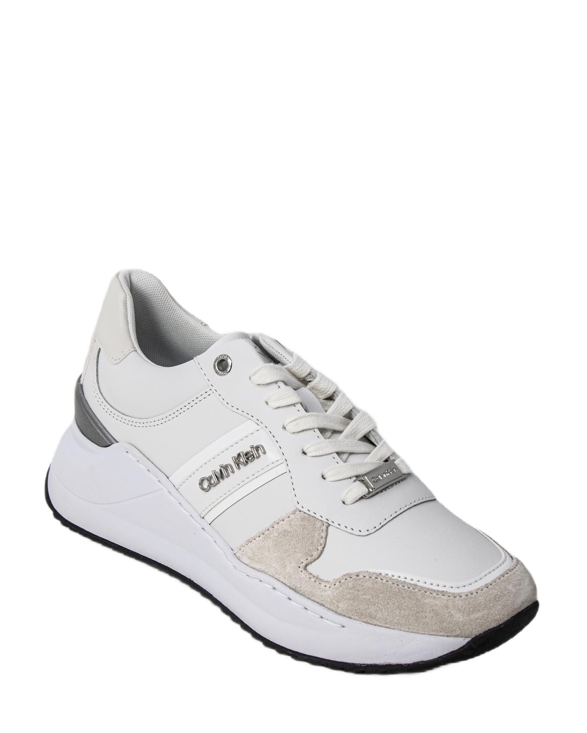 scarpe donna CALVIN KLEIN sneakers bianco in pelle GB399 - ZOOODE.COM