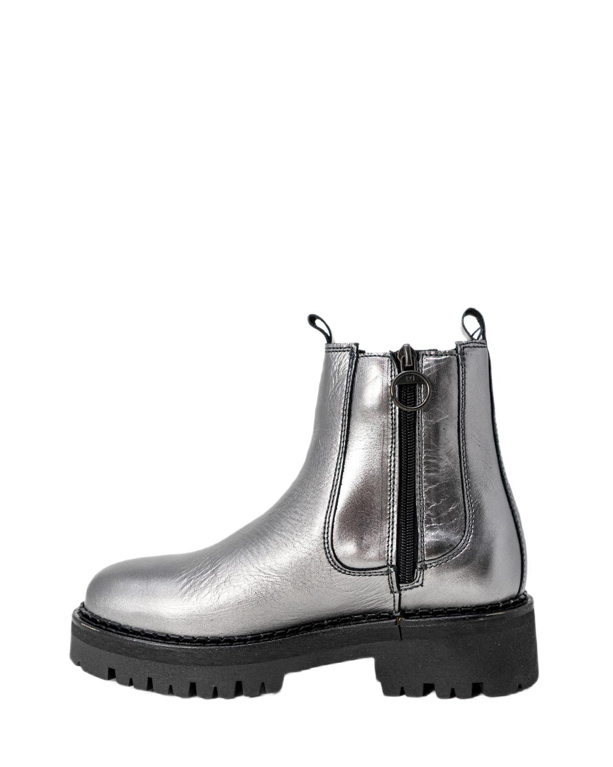 zapatos hombre TOMMY HILFIGER JEANS botas plata piel GA832 - ZOOODE.COM