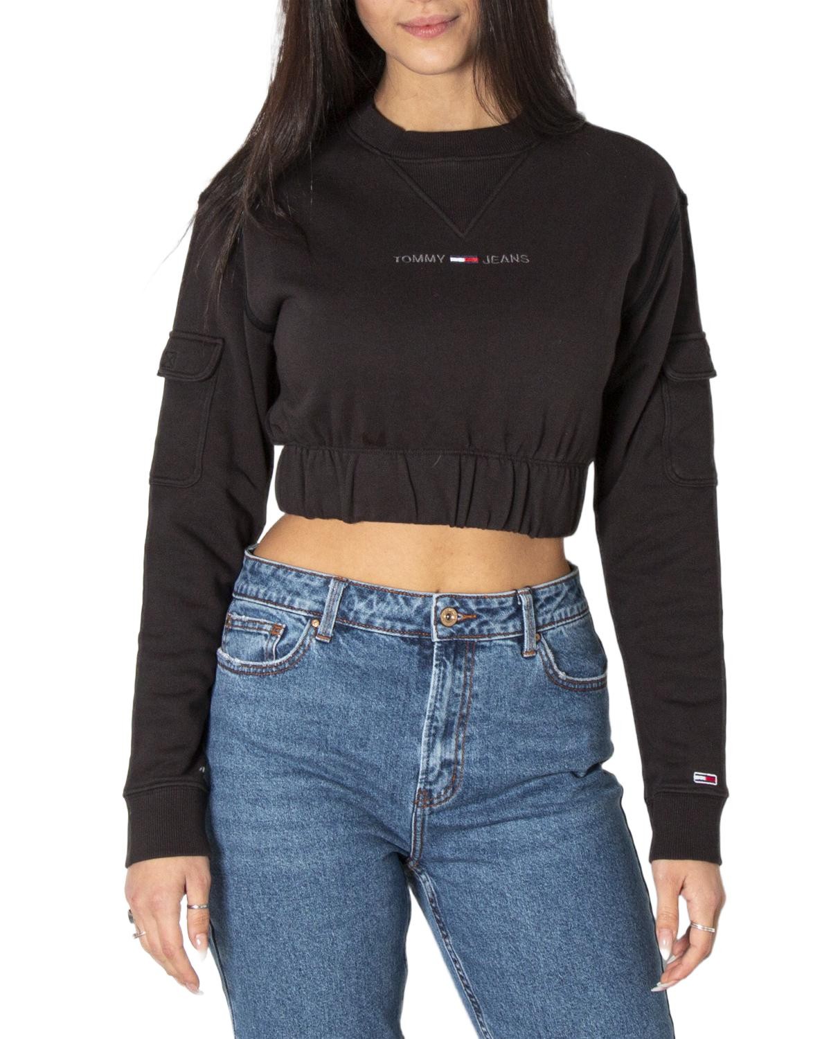 felpa donna TOMMY HILFIGER JEANS nero GA327 - ZOOODE.COM