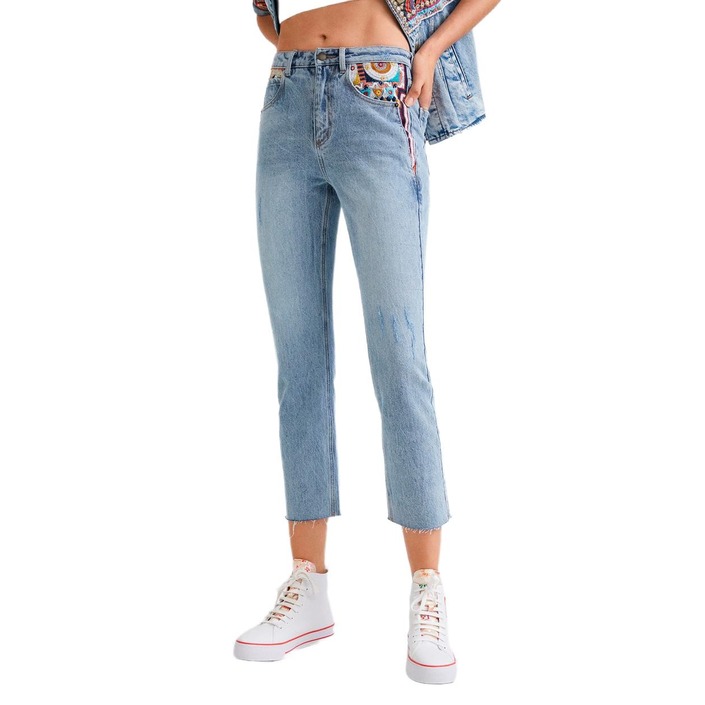 Jean unisex recto con estampado 'El beso' Blue | Vaqueros Desigual Mujer -  Seiki Vietnam